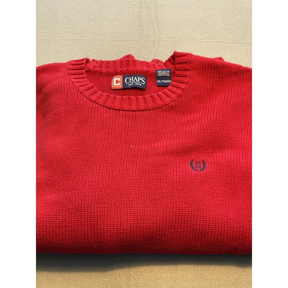 Vtg Mens‎ Sweater Size XL Red Classic Logo Crew Neck 100% Cotton* Preppy Grandpa